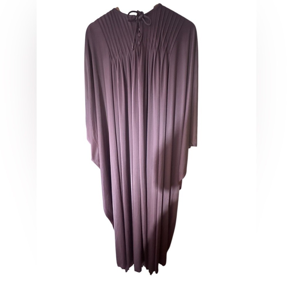 Vintage maxi silky muumuu dress in grey purple colour